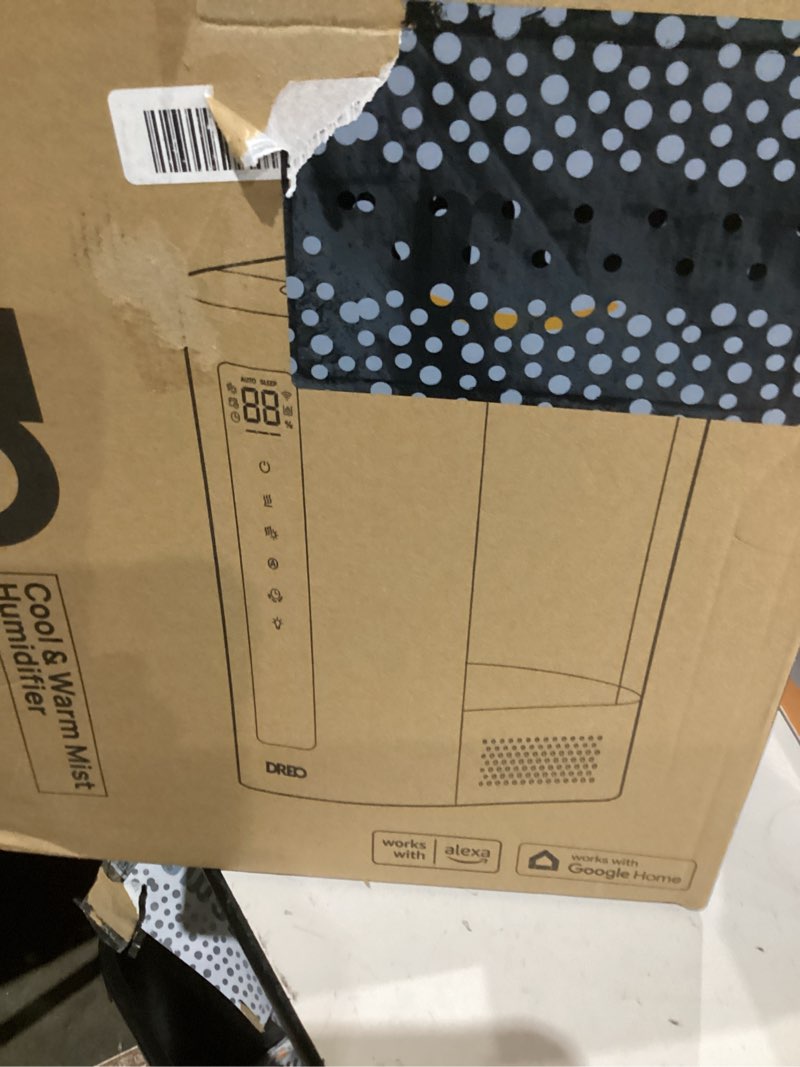 Condition photo showing As Is for DREO 6L Humidifiers for Bedroom, Smart Warm & Cool Mist for Large Room, 60Hr Quiet Runtime for Baby, Plant, Humidity Sensor, Indicator Light, 12H Timer, Google/Alexa, HM713S Silver