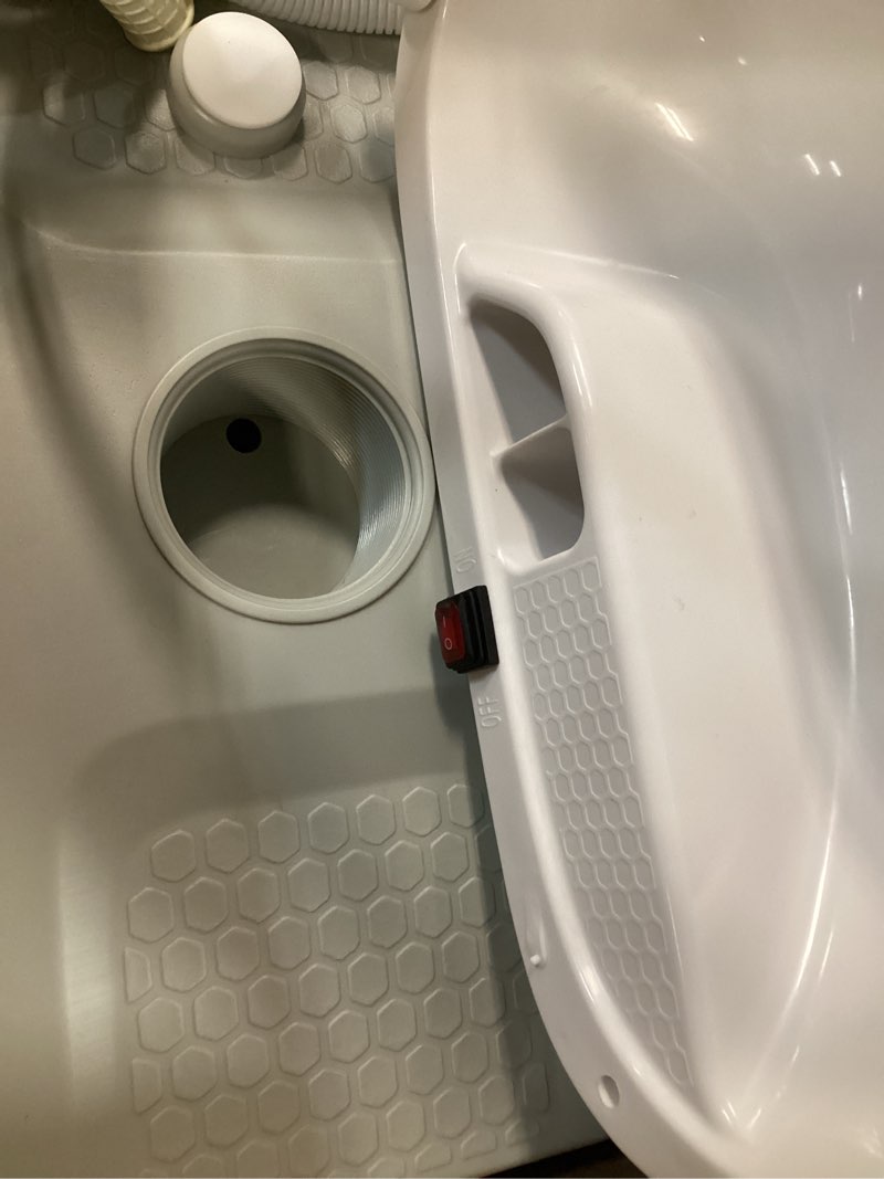 Condition photo showing As Is for Portable Sink Hand Wash Station - 18L Capacity with USB Port or Battery Powered, Lightweight Outdoor Sink for Travel, Outdoor, Camping - Includes Soap Dispenser & Towel Holder Wihte-1
