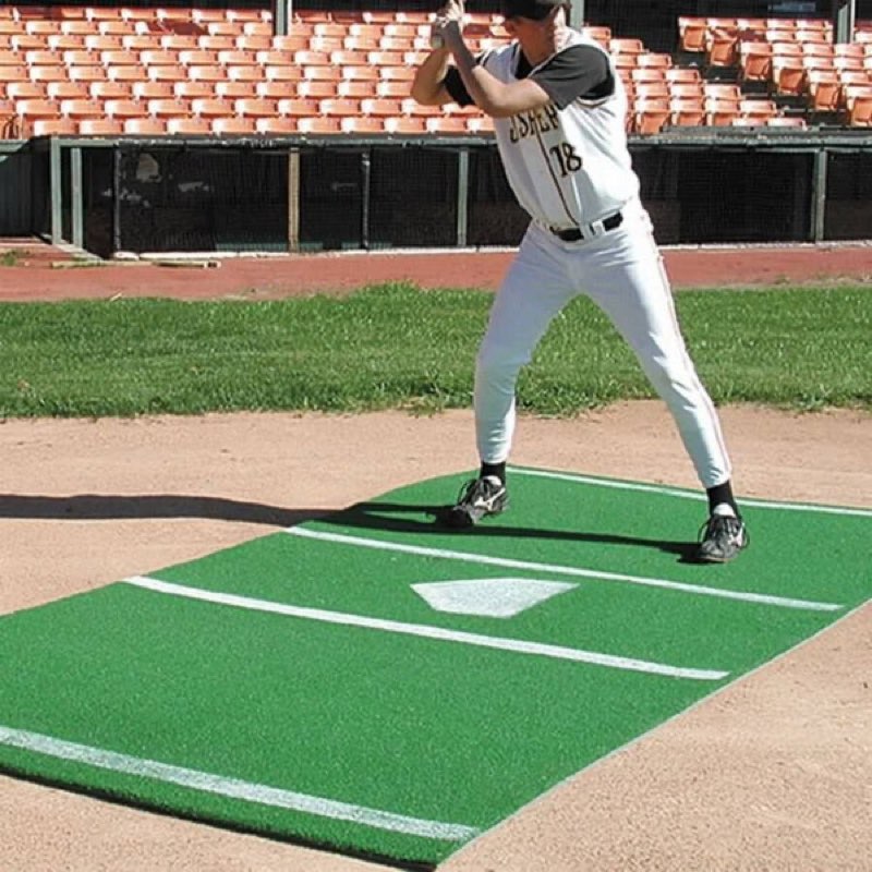 Heavy-Duty Baseball Batting Hitting Mat 12' x 6' Baseball Softball Turf Training Mat Regulation Size with Home Plate Non-Slip Bottom Thickening Design Suitable for Indoor and Outdoor Use