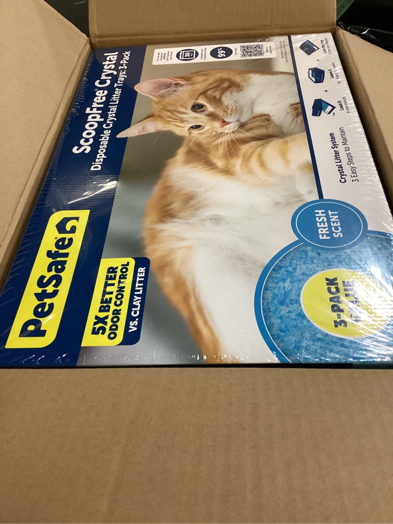 Condition photo showing New/Like New for petsafe scoopfree crystal disposable crystal fresh scent cat litter trays - blue - 3pk