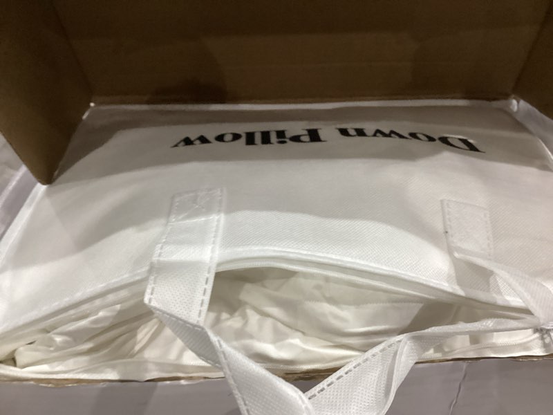 Condition photo showing As Is for Canadian Luxury Goose Down Pillow Queen Size - 900 Fill Power, 100% Cotton with Teflon Shell- Ultra Comfort Sleep Pillows - Bed Pillows for Back, Stomach, Side Sleeper(White,Queen(Pack of 2))