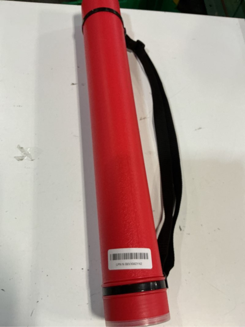 Condition photo showing As Is for TRANSON Durable Poster Storage Tube with Straps 24"-40" Extendable for Blueprints, Artwork, Maps, Posters Color Red 1 Pack-Red