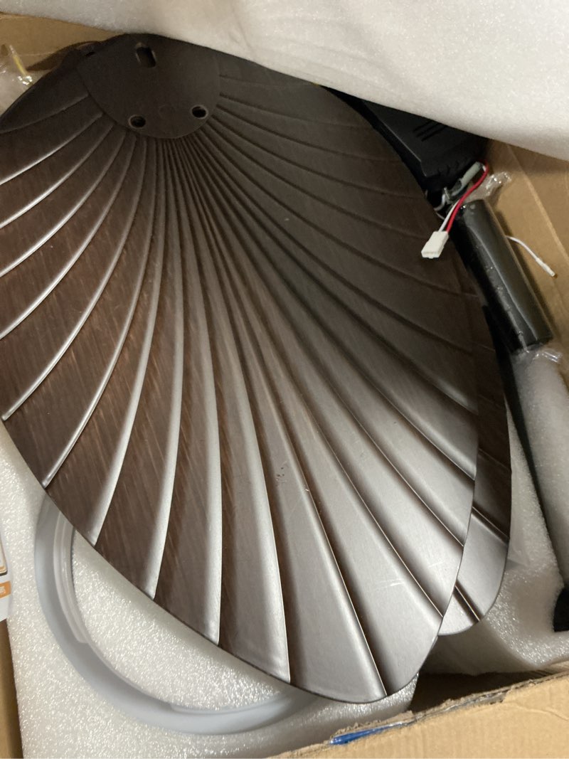 Condition photo showing Good Condition for wiviniya tropical ceiling fans with lights, 44 inch palm leaf outdoor ceiling fan with light for patios porch bedroom, remote/app control, reversible quiet dc motor, dimmable led, dark brown 44 inch - with light dark brown