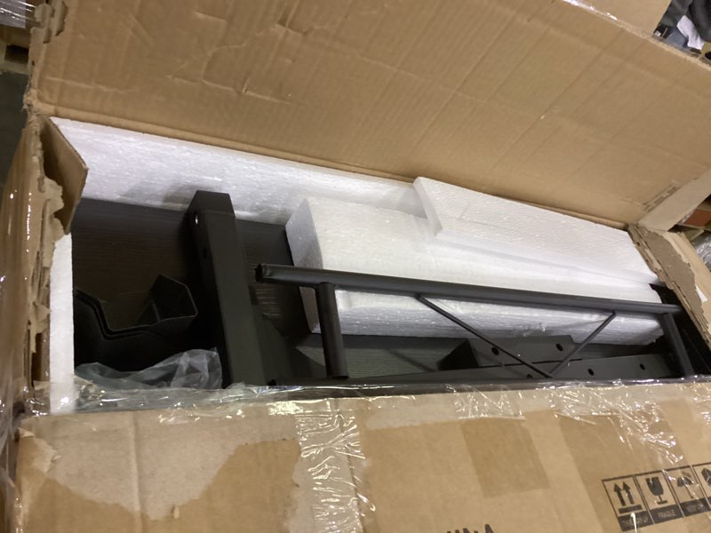 Condition photo showing As Is for Small Standing Desk Adjustable Height, Mobile Stand Up Desk with Wheels, 32 Inch Portable Rolling Desks for Walking Pad Treadmill Black Wood Black