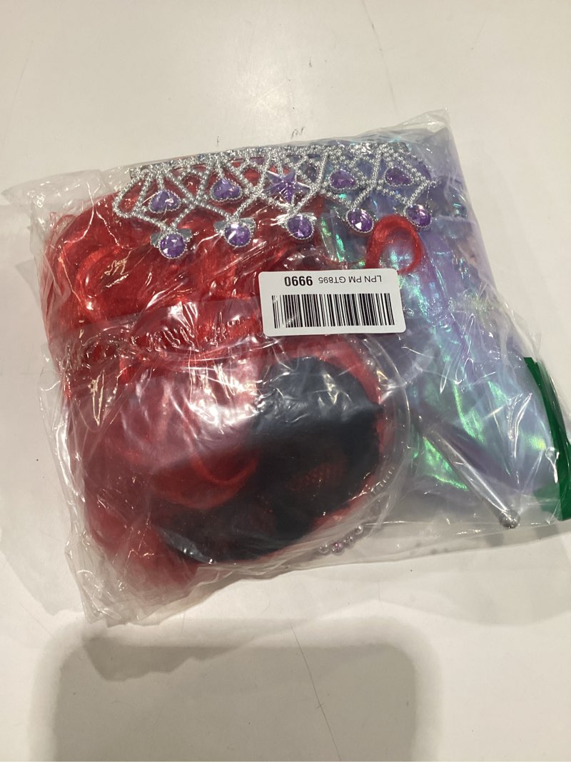 Condition photo showing Good Condition for meland mermaid dress - little mermaid costume with bag for girls 3-10, princess dress up for birthday gift, halloween costume 5-6 years mermaid dress with wig