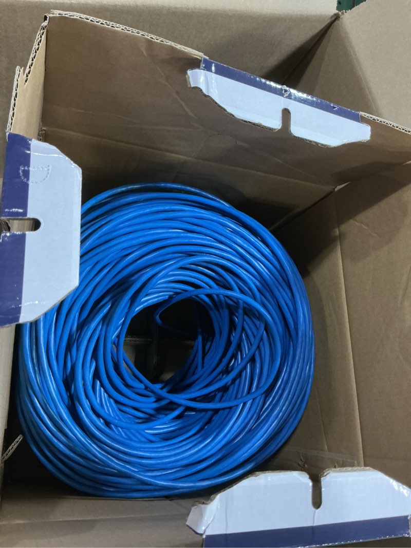 Condition photo showing Good Condition for cat6 ethernet cable 500ft channel test pass, cat6 500ft ethernet cable 23awg solid cca, cat6 cable 550mhz 10g with easy pull box blue 500ft blue