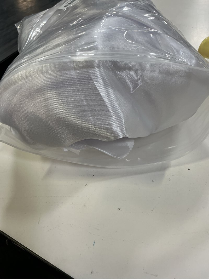Condition photo showing Good Condition for homiest 6 pack 60 inch / 5ft round tablecloth satin table cover, white table cloth overlay for wedding reception graduation banquet 60 inch / 5ft white