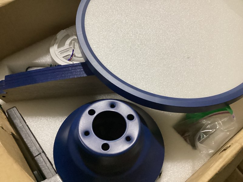 Condition photo showing As Is for low profile 42" 5 - blade flush mount small room ceiling fan with led light and remote