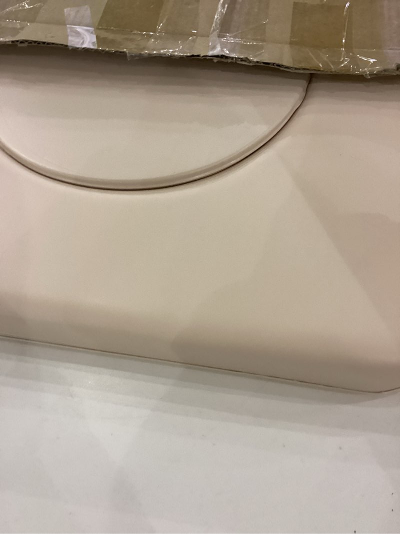 Condition photo showing As Is for PU Commode Seat Cushion with Sponge Padded,C Shape Waterproof Soft Pad,Suitable for Bedside Commode Chairs,Raised Toilet Seats(Beige)