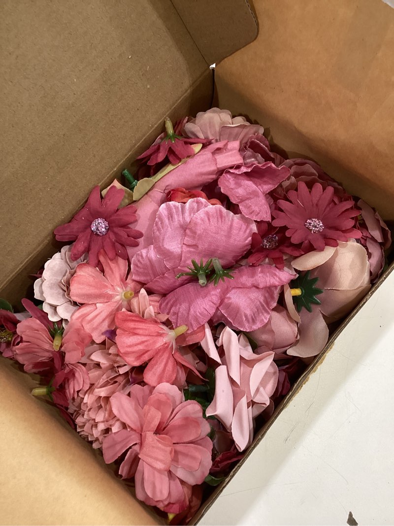Condition photo showing New/Like New for floroom mini artificial flower heads dusty rose fake peony daisy rose multicolor small faux silk flower heads for cake craft garland wedding party graduation cap diy home decoration, 0.8"-3.6" antique dusty rose