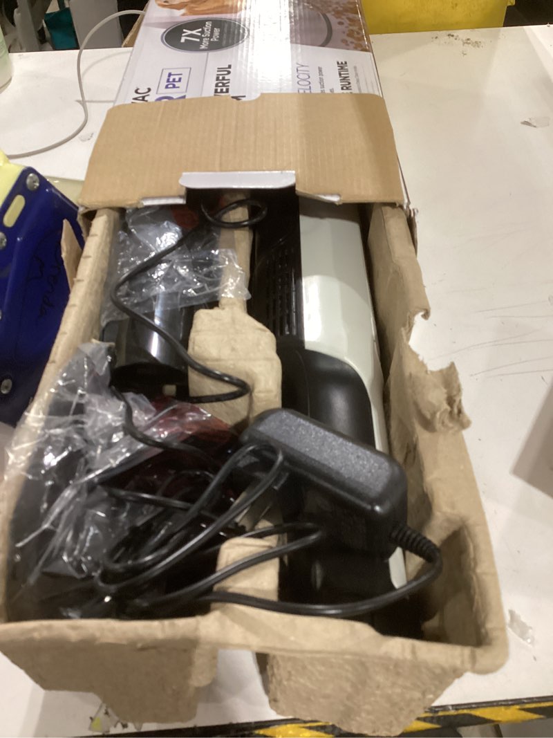 Condition photo showing As Is for Shark WANDVAC Power PET Cordless Hand Vac, Ultra-Lightweight & Portable with Powerful Suction & Boost Mode, New FurFins Tool & Duster Crevice Tool, Designed for Car & Pet Homes, White, WV410WH