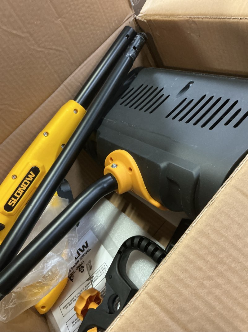 Condition photo showing Good Condition for Cordless Snow Shovel, 20V Electric Snow Blower Compatible with De-Wait(No Battery), 13.5 Inch Cordless Snow Removal Shovel with Directional Plate - Yellow No Battery-Yellow
