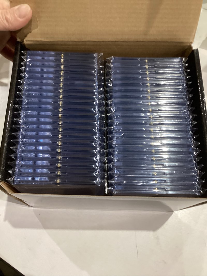 Condition photo showing As Is for 40 Pack Magnetic Card Holders - 35pt One Touch Card Holder, U-V Protection Magnetic Card Case, Card Protector for Baseball Sports Game Cards, Fits Standard Trading Cards Storage and Display ?