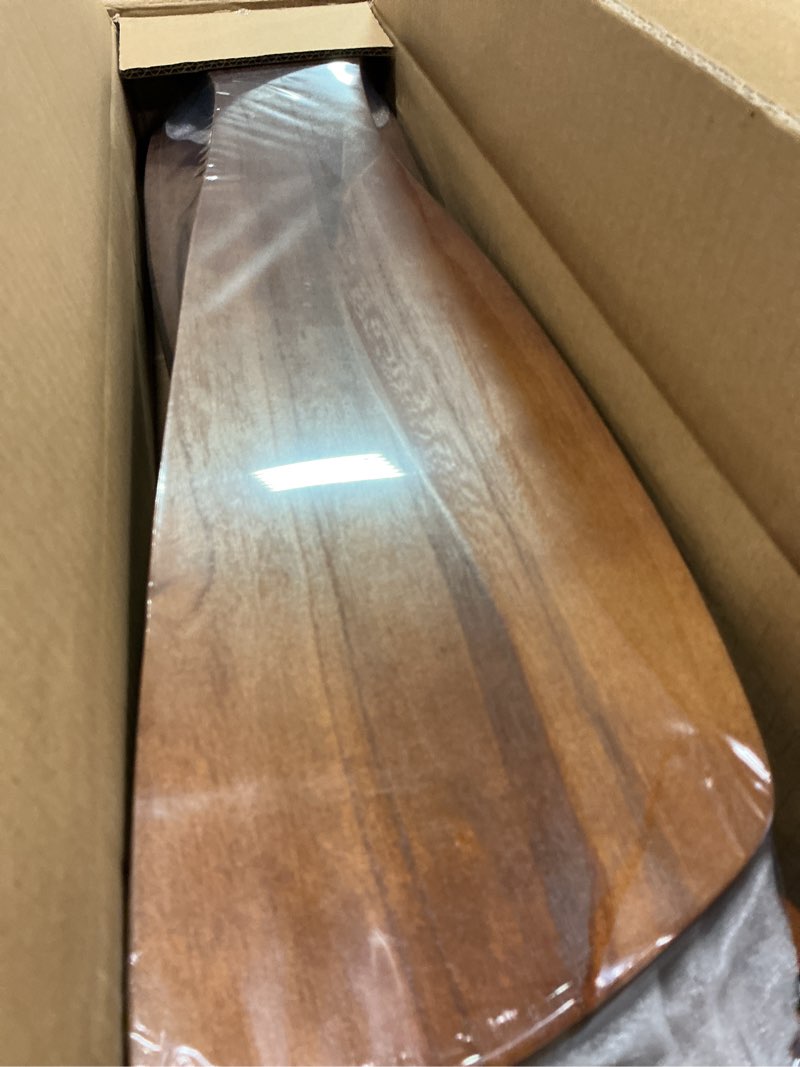 Condition photo showing New/Like New for Sofucor Ceiling Fans with Lights 52 Inch Flush Mount Ceiling Fan with Remote Control, Wood Blades Modern Outdoor Ceiling Fans for Bedroom/Farmhouse/Patio/Indoor, Quiet DC Motor Brown+black With Light