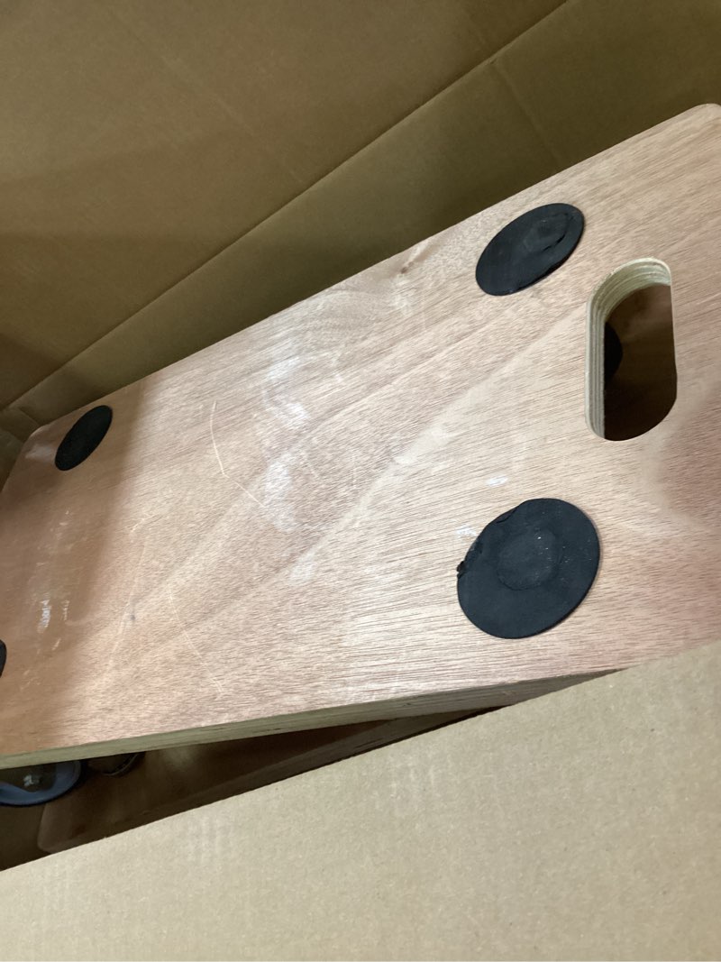 Condition photo showing As Is for Furniture Dolly 4 Wheels, Furniture Movers, 2 Packs 2200 lb Load Capacity Heavy Duty Real Wood Dolly, Multifunctional Moving cart with 4 Soft Rubber Silent Wheels ?2 with Brake+ 2 Without? Real Wood Dolly with Brake Wheels