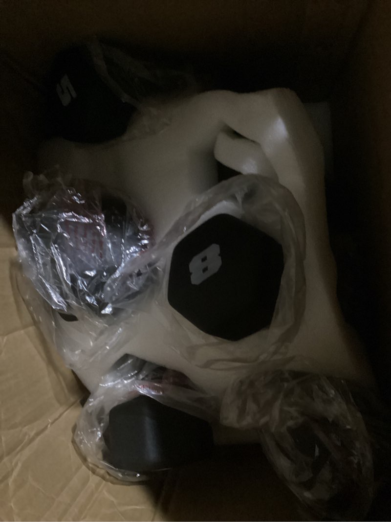 Condition photo showing Good Condition for similar cap barbell neoprene dumbbell weights pairs & sets | black 5 pair different lbs . 5-15lbs