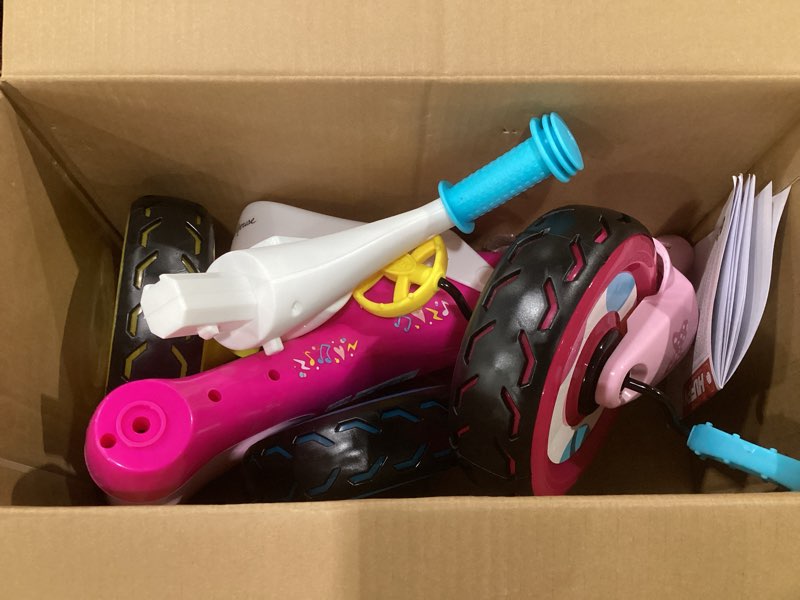 Condition photo showing Good Condition for huffy disney minnie mouse light up kids' trike, ideal for ages 3+, minnie mouse graphics, colorful and playful design, simple coaster brake, sturdy and durable, safe for toddlers, girl's minnie mouse led lights