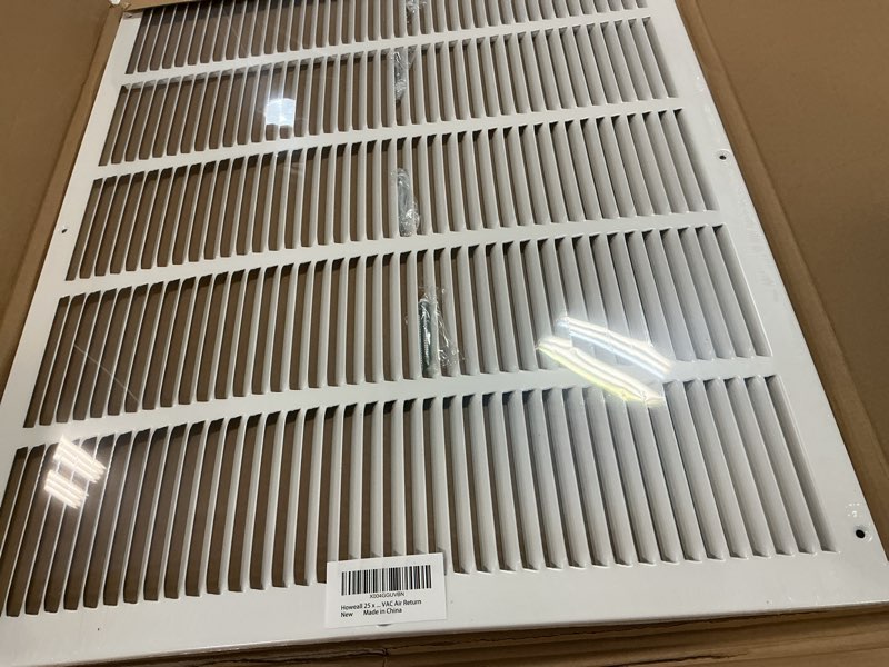 Condition photo showing As Is for 25"W x 20"H [Duct Opening Size] Steel Return Air Grille, Air Return Vent Cover for Ceiling and Sidewall - HVAC Air Vent Covers - [Outer Dimensions: 26.75"W x 21.75"H] 25"W x 20"H [Duct Opening]