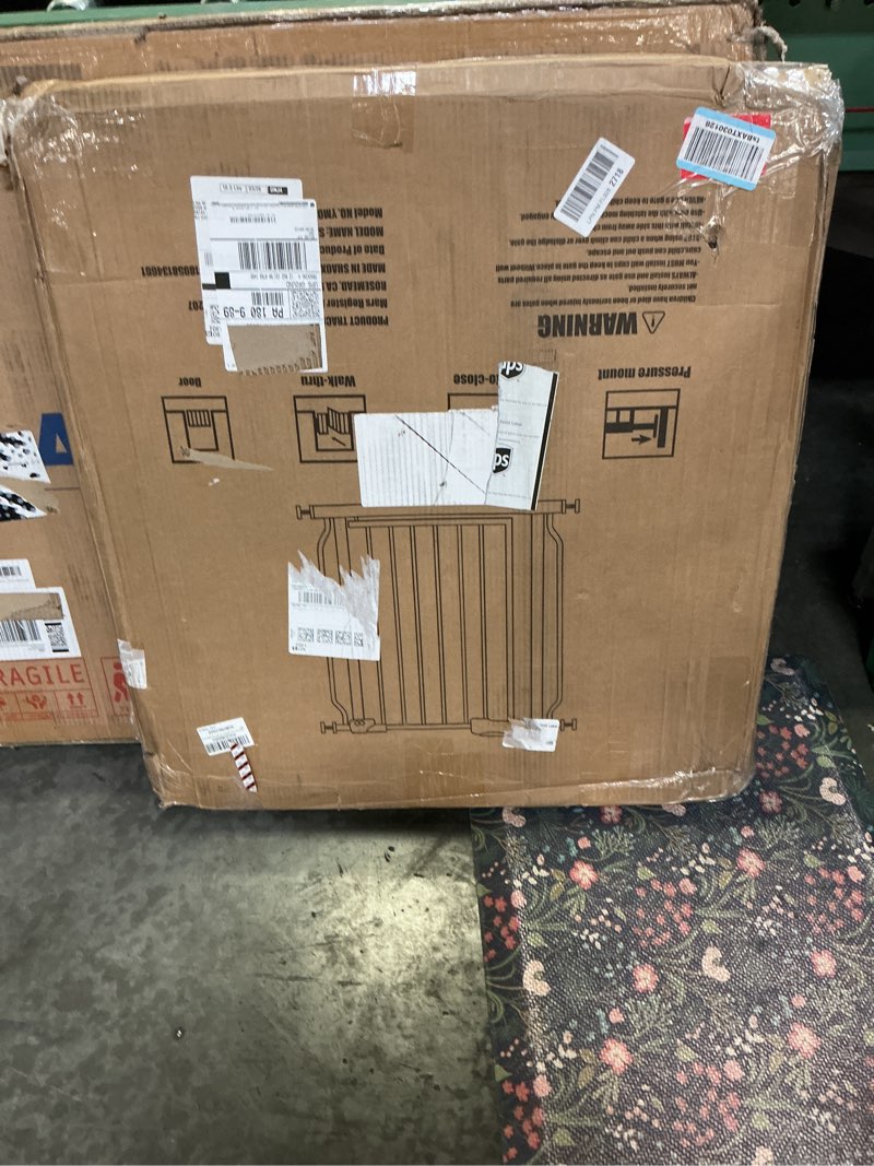 Condition photo showing Good Condition for extra wide baby gate tension indoor safety gates white metal large pressure mounted pet gate walk through long safety dog gate for the house doorways stairs (57.48"-62.2"/146-158cm, white) 57.48"-62.2"/146-158cm white
