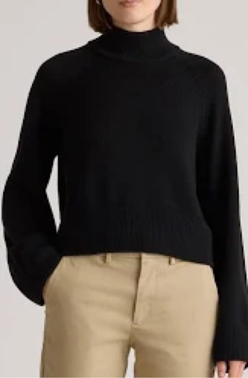 LILLUSORY Womens Turtleneck Mock Cropped Sweaters Winter Cute Oversized Knit Trendy Tops Fashion Lon