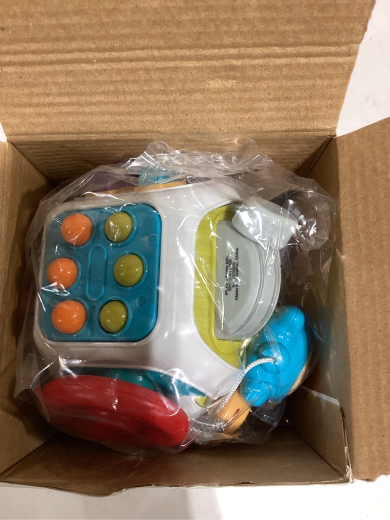 Condition photo showing New/Like New for iplay, ilearn 10 in 1 baby busy board cube, montessori sensory toy toddler 1-3, infant carseat plane travel game, kid education learning activity, birthday gift 9 10 12 18 month 1 2 year old boy girl
