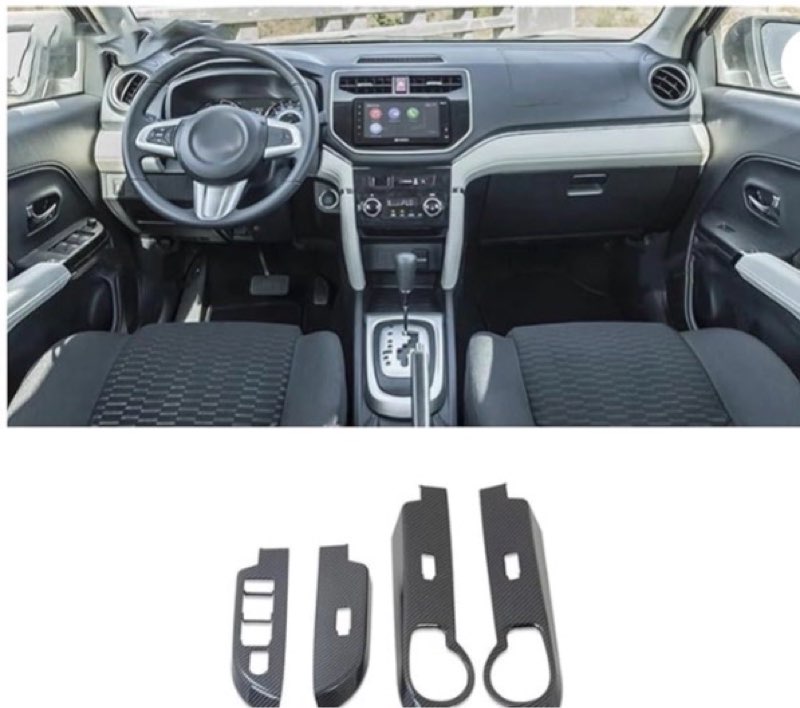  Similar Compatible with Toyota Rush 2018-2023 2024 Carbon Fiber Inside Door Armrest Frame Window Lift Switch Cover Trim Interior Car Accessories