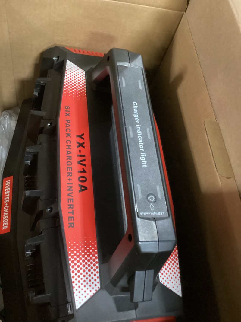 Condition photo showing Good Condition for 1200W Power Inverter & 6A Rapid Charger for Milwaukee M18 18V Battery – 6-Port DC to AC 120V Converter, 3 USB-A + 3 USB-C, LED Light for Camping, Travel, Emergencies(Battery not included)