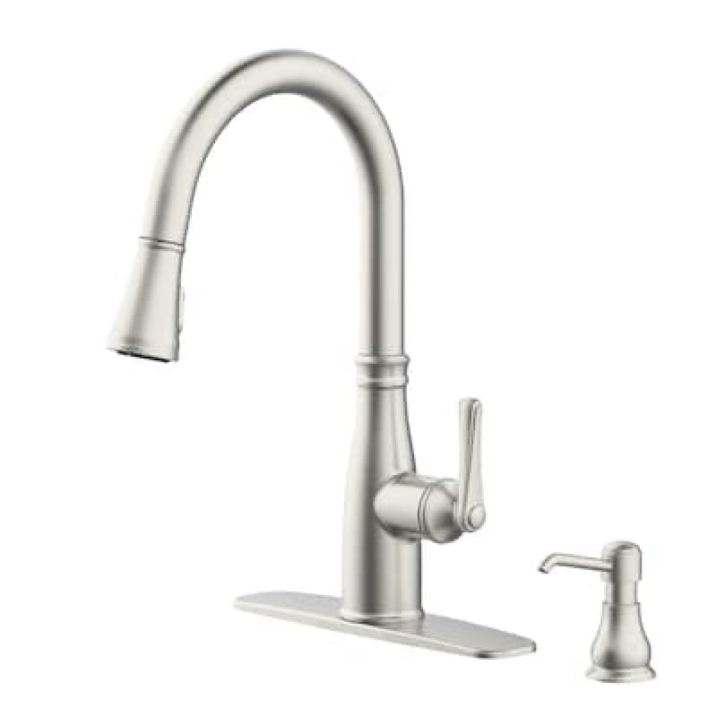 allen + roth Albers Stainless Single Handle Pull-down Kitchen Faucet with Sprayer Function (Deck Plate Included)