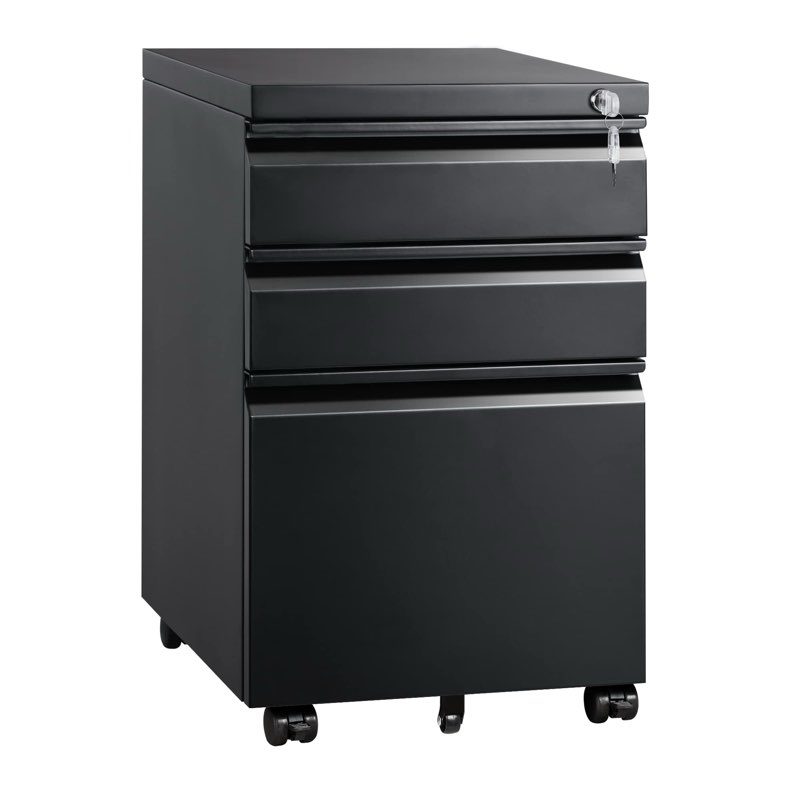 3 drawer metal mobile file cabinet with lock for home office fully assembled
