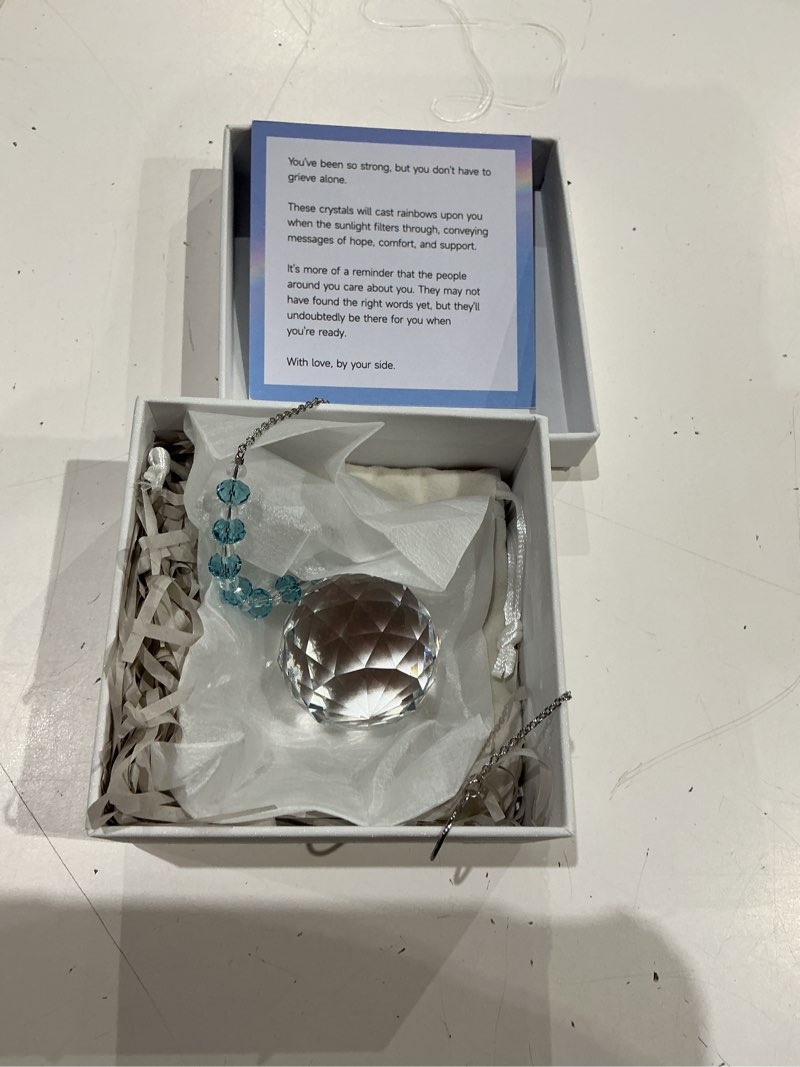 Condition photo showing Good Condition for woowa light by your side sympathy gifts for loss of loved one. grief, bereavement, condolence, sorry for your loss gift. crystal rainbow maker suncatcher - sky blue