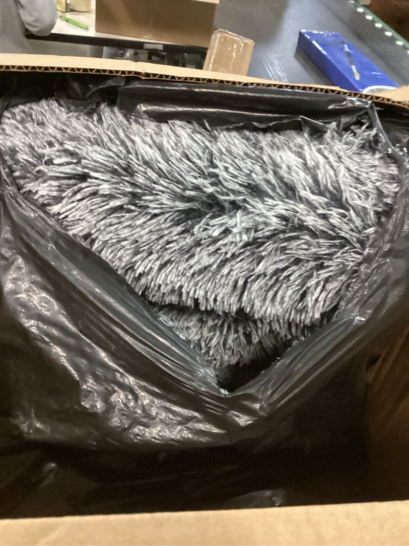 Condition photo showing As Is for EHEYCIGA Foldable Dog Bed, 40"x30"x6" Faux Fur Fluffy Dog Couch Bed, Orthopedic Calming Memory Foam Pet Bed for Small Dogs, Washable Soft Warm Pet Sofa Bed with Non-Slip Bottom, Dark Grey 40x30x6(Folded 30x20) Dark Grey