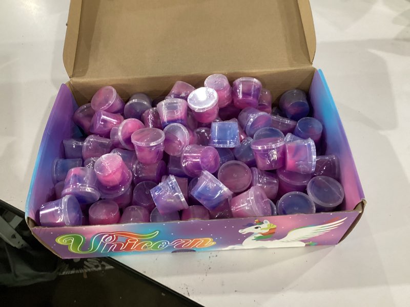Condition photo showing Good Condition for 118 pack slime party favors kit for kids, mini galaxy bulk slime, soft putty diy toy, classroom rewards, birthday goodie bag fillers, stretchy & non-sticky slime for girls and boys 118 pack unicorn slime