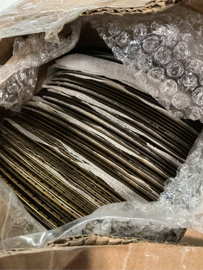 Condition photo showing Good Condition for 100 pcs gold charger plates bulk, 13" reusable reef serving gold chargers for dinner plates , round plastic shiny decorative charger plate for wedding, catering, parties, restaurant, home dinner use woven gold 100