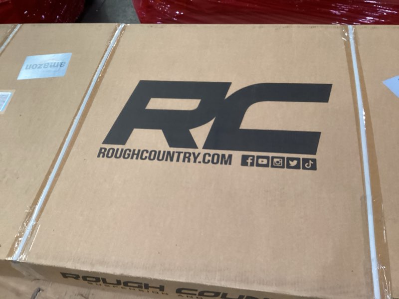 Condition photo showing As Is for rough country hard tri-fold tonneau cover for ram 1500 (2009-2018) 2500 (2011-2025) - low-profile aluminum truck bed cover, fits 6'4 bed (76.3")