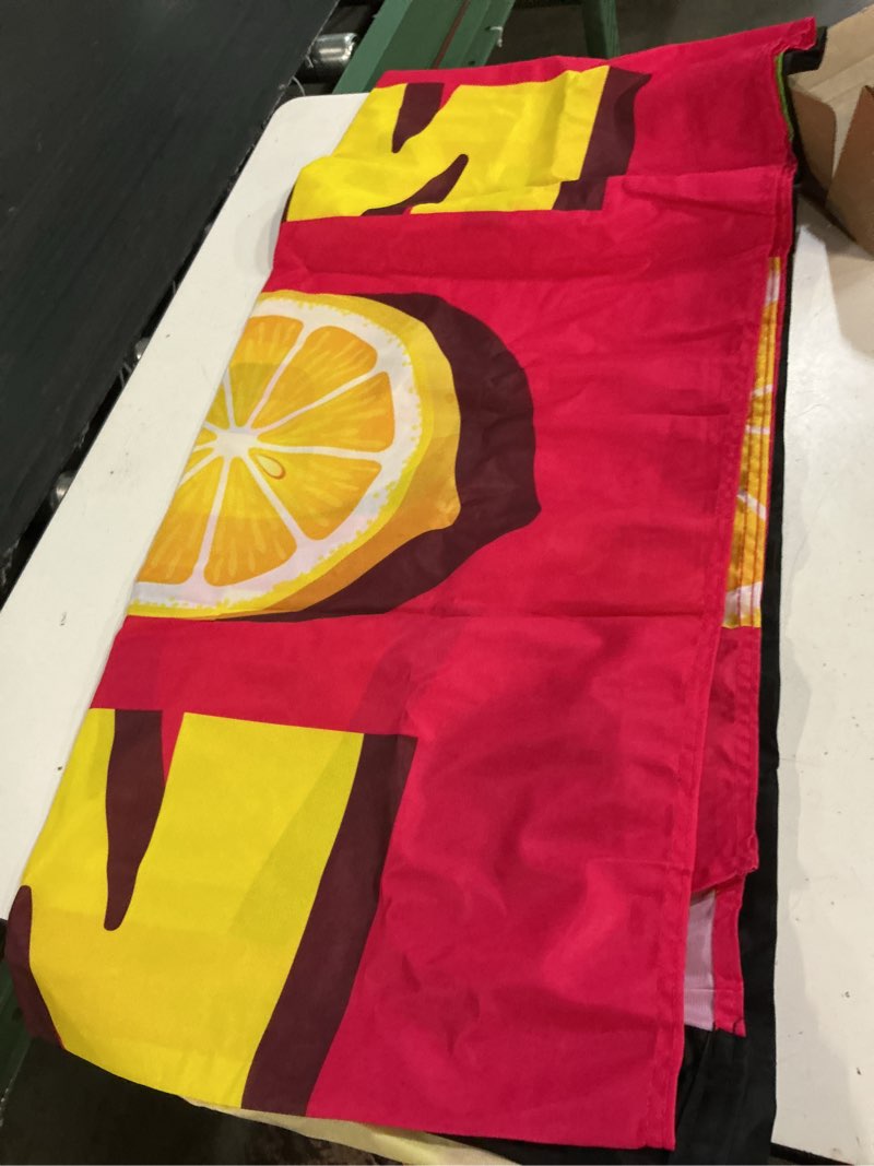 Condition photo showing Good Condition for mindsoft 2.5 x 12 ft lemonade feather flag only - windless single-sided printing feather flag outdoor business advertising banner, no pole (pink) pink lemonade