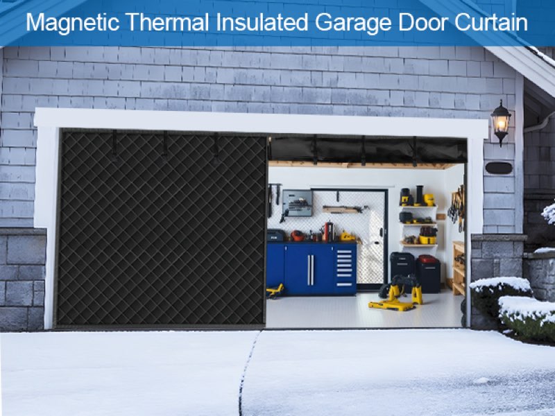 Magnetic Garage Door Curtain for Winter, 8x7ft Door Insulation Kit for Car Garage, Thermal Insulated