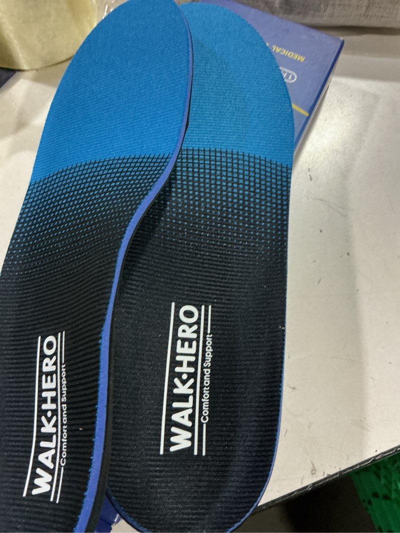 Condition photo showing New/Like New for plantar fasciitis relief - arch support insoles for men women, shoe inserts for flat feet, orthotic shoe insoles all-day energy and comfort with every step (mens 11-11 1/2 | womens 13-13 1/2) blue mens 11 - 11 1/2 | womens 13 - 13 1/2