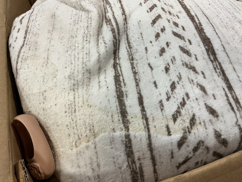 Condition photo showing As Is for Tortania Area Rug Living Room Rugs - 9x12 Washable Large Soft Neutral Boho Moroccan Bohemian Farmhouse Rug Indoor Floor Carpet for Bedroom Under Dining Table Home Office Decor - Cream Brown 9' x 12' (Rectangular) Cream/Brown