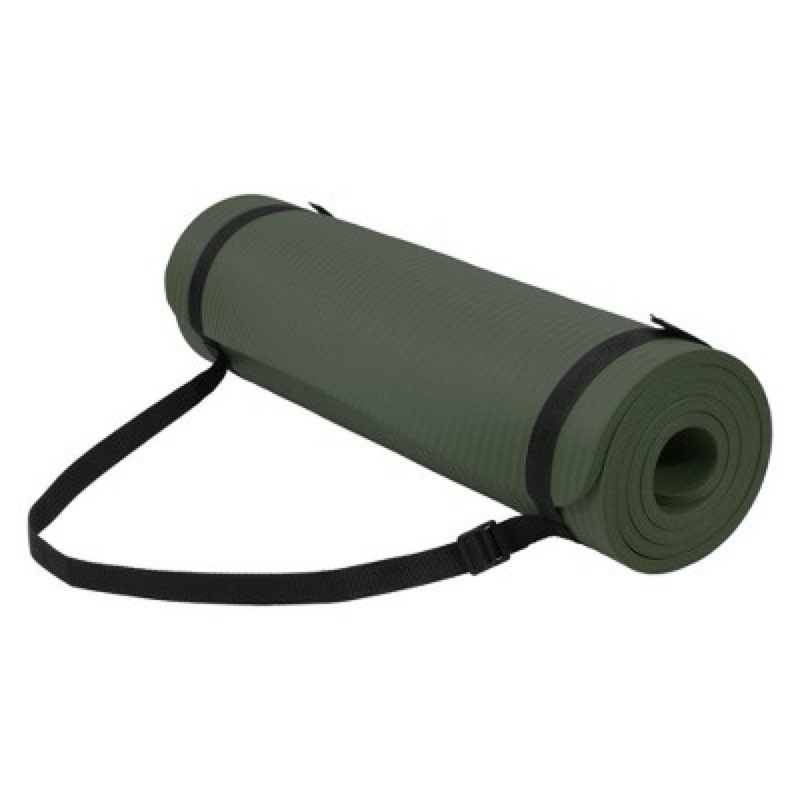 Fitvids 1/2-Inch Thick High Density Foam Exercise Yoga Mat with Carrying Strap, For Cushioning The Body Against Hard Floors, Jasper Green
