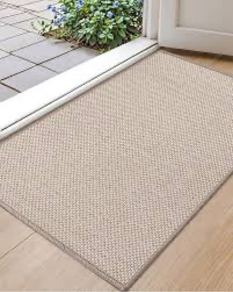 Color&Geometry Front Door Mat Indoor 27"x59", Ultra Non Slip Rubber Backed Dirt Trapper, Low Profile Thin washable, Easy Clean Entry Entryway Rug Door Mat Indoor Entrance, Khaki (Rolled-up NO Creases)