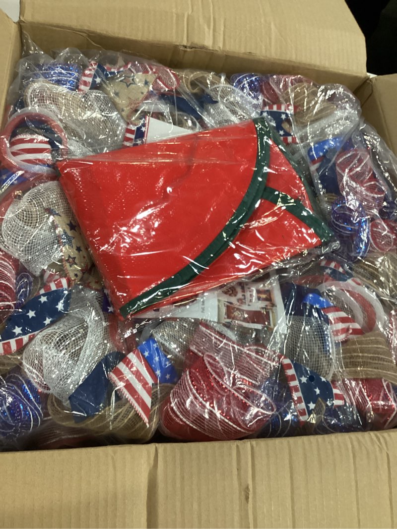 Condition photo showing Good Condition for 250th anniversary patriotic wreaths for front door, 28 inch extra large 4th of july wreath, pre-lit layered ribbon design, red white and blue memorial day decorations with storage bag 28 inch without eagle sign