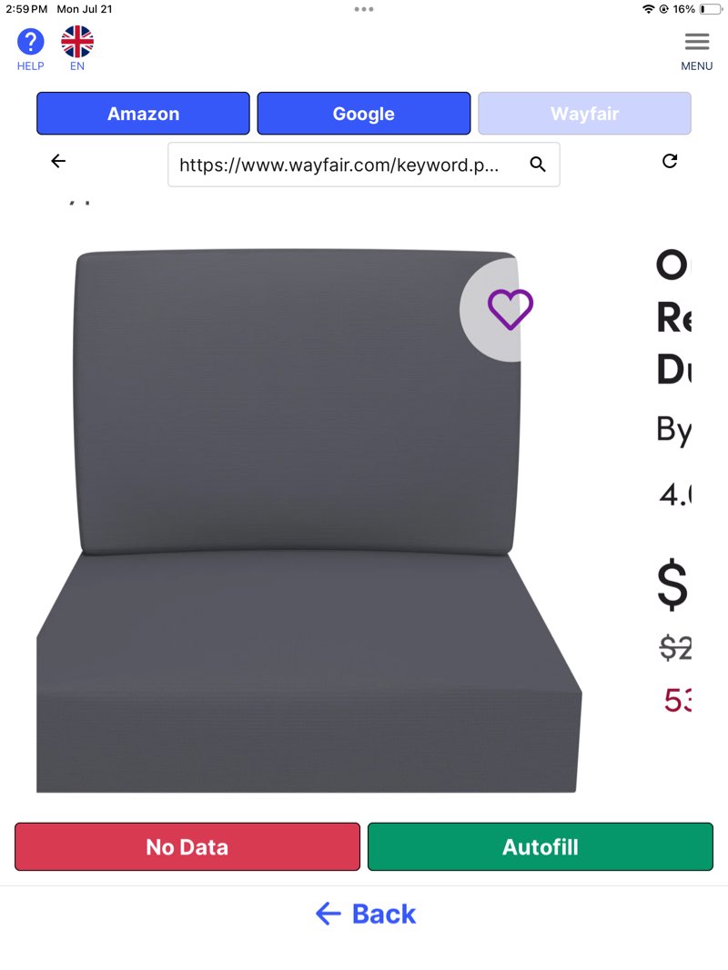 Latitude Run® Pillow And Cushion Set Deep Seat Indoor/Outdoor Water-Resistant- 25\" X 22\" X 4\" Cushion Color: Gray, Set Size: 1 SIMILAR TO STOCK PHOTO