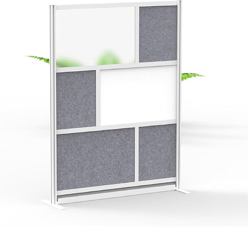 Workflow Modular Wall | Room Divider with Whiteboard, Sound Dampening, & Frosted Acrylic Panels | Expandable Office Partition for Privacy & Stability (53" x 70" ( incomplete box 2 of 2 ) 