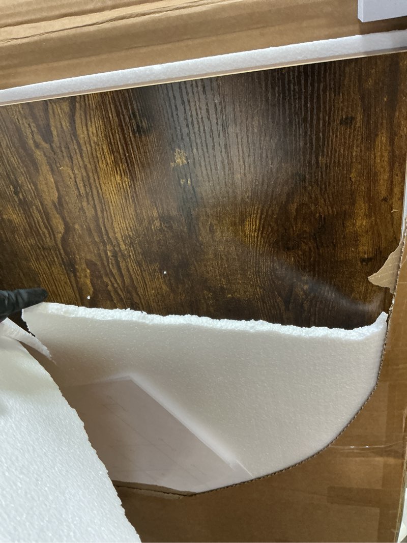 Condition photo showing New/Like New for GOYLSER Wall Mounted Folding Table for Office, Rustic Brown Fold Down Desk Laundry Folding Table Wall Mounted for Laundry Room/Home Kitchen, Length 47" Width 20.5" 47"x20.5" Rustic Brown