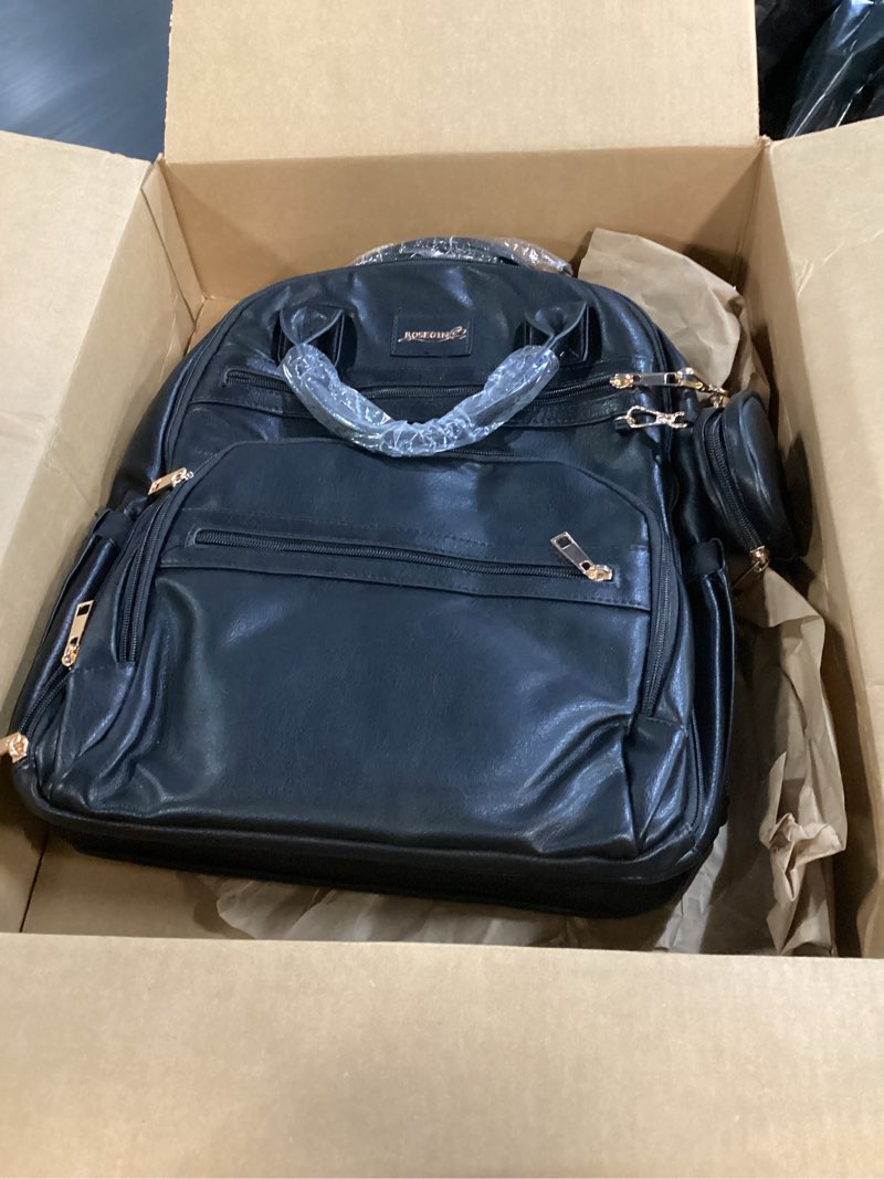 Condition photo showing Good Condition for premium vegan leather diaper bag backpack with waterproof changing pad, reinforced zippers & odor-free, 20 pockets pro organizer, fits 15.6" laptop, stroller straps, baby bag for mom, black