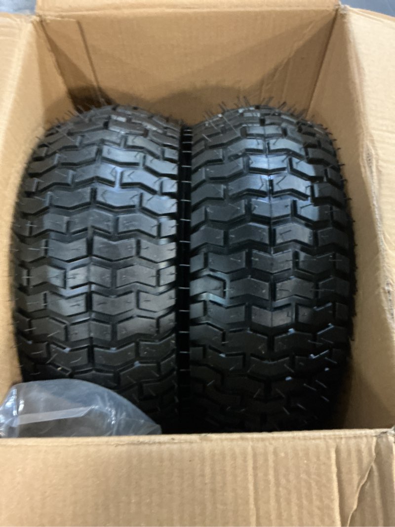 Condition photo showing New/Like New for gicool 15x6.00-6 rubber lawn mower tire and wheel, 2 pcs replacement 15x6-6nhs riding mowers lawn tire and wheel with bearing bore 3/4", 3" centered hub