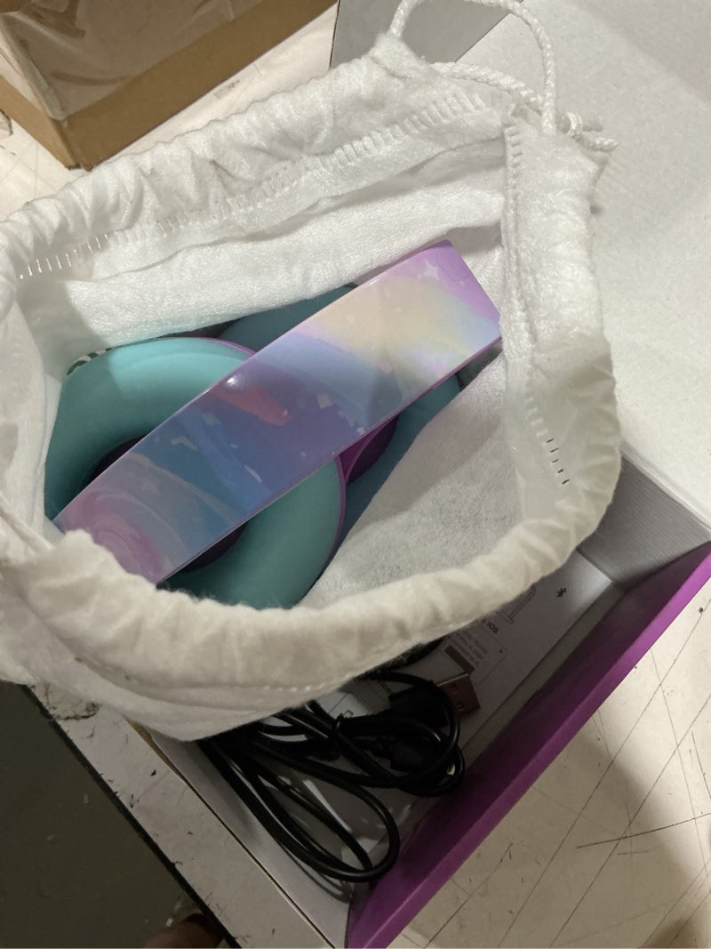 Condition photo showing New/Like New for iclever auraa active noise cancelling headphones for kids, led light up, bluetooth 6.0, safe volume 80dba, 47h play time,fast charging,kids headphones wireless with mic aux cord for travel ipad,purple light purple