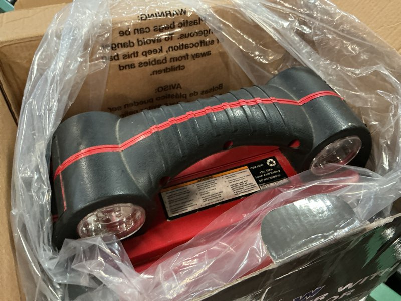 Condition photo showing As Is for 2400A Car Battery Jump Starter and Portable Power Station – Starts 8.0L Gas & 8.0L Diesel – 6-in-1 Jump Starter with Air Compressor 100 PSI Tire Inflator – 400 Watt Inverter AC/DC/USB Outlets Orange