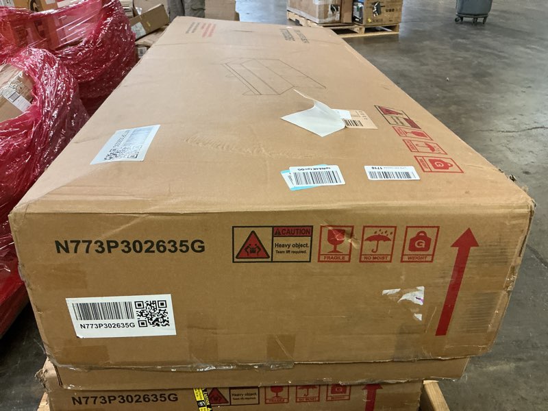 Condition photo showing New/Like New for bao modern teak finish solid wood outdoor couch patio 3 seater sofa with green cushions, deep seating