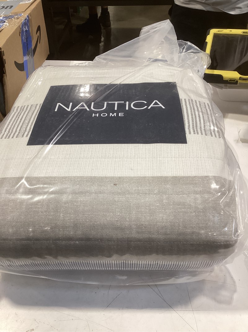 Condition photo showing New/Like New for nautica - queen quilt set, soft & breathable cotton bedding with medium weight feel, reversible 3 piece bed set with matching pillowcases (galewood blue)